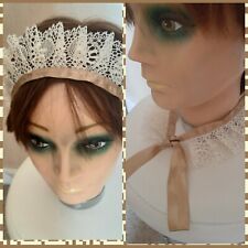 Beige Lace Multiway Headband Hat Collar French Maid Victorian Fancy Costume