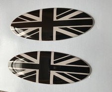3 X Ford Fiesta ST LINE ST180 Gel Badges Overlay Black / White Union Jack
