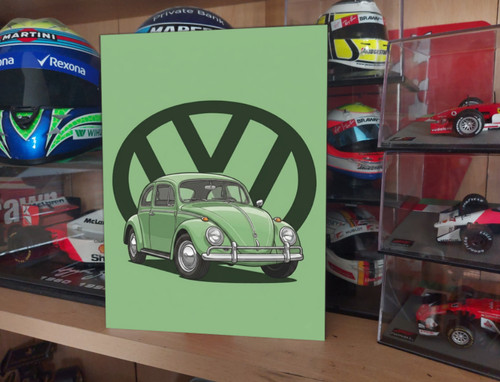 Beetle cartoon metal sign - cartoon,