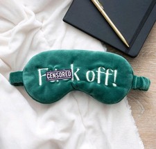 Funny Sweary  F@@k Off Green Velvet Eye Sleep Travel Mask