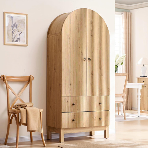 Fluted arched pantry cabinet - pantry,
