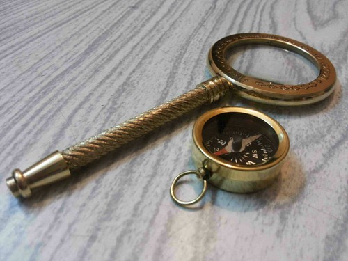 Vintage brass magnifying glass - vintage,