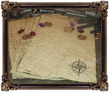 Antiqued pirate treasure - pirate, map