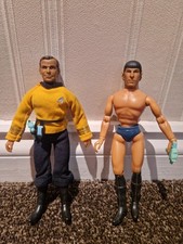 MEGO STAR TREK Captain Kirk, Mr Spock 1974- 8" FIGURE - TYPE 2 BODY- Nice Shape