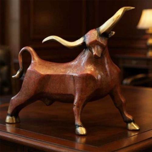 Bronze sculpture bull statue - sculpture,
