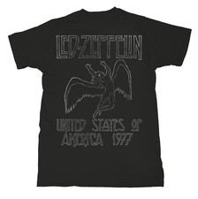 Led Zeppelin T Shirt USA Tour 77 Official Mens Black Classic Rock Merch US 1977