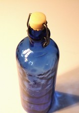 COBALT BLUE GLASS DECORATIVE BOTTLE WITH SWING TOP FASTENING - 12" (30cms) TALL