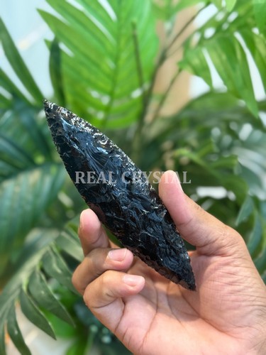 Hand knapped black - black, obsidian