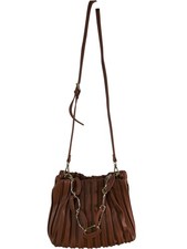 DUNE Drawstring Pleated Shoulder Bag Women's Faux Leather Brown