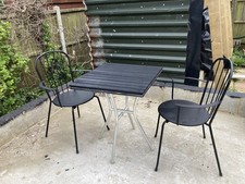 Garden Table & Chair Set Metal Chairs, Soild Wood Table bistro