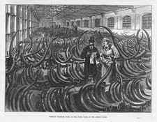 LONDON DOCKS Siberian Mammoth Tusks on the Ivory Floor - Antique Print 1873