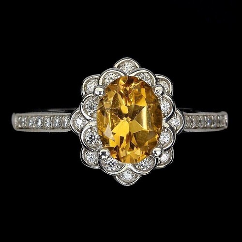 Silver ring citrine - citrine, natural