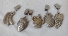 Tablecloth Weights With Clips Heavyweights Cast White Metal Set of 5 Vintage