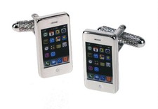 Novelty Iphone Smart Phone Stainless Steel Cufflink & Gift Box By Onyx Art 