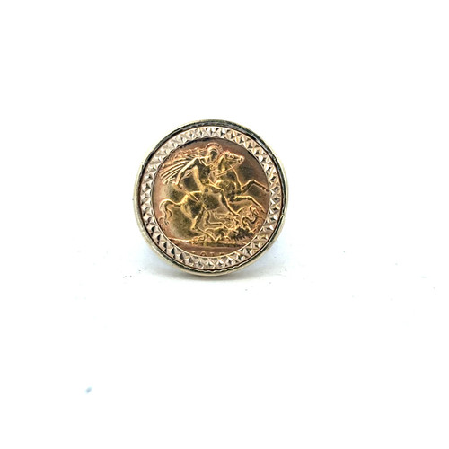 9ct 1914 half sovereign - , ring
