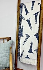 Lighthouse Navy Rayon Throw 