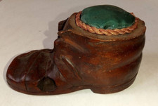 antique WOODEN PIN-CUSHION/THIMBLE HOLDER    Victorian   late   1900s