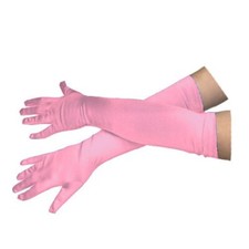 Ladies Long Baby Pink Opera Evening Satin Princess Gloves Party Fancy Dress Prom