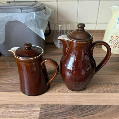 Denby stoneware lidded jug set - lidded,