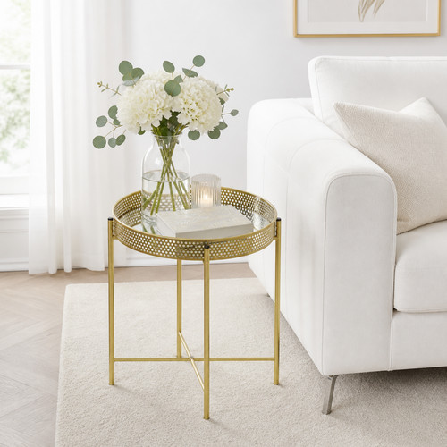 Gold round coffee table - gold, with