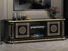 NEW AURORA ITALIAN HIGH GLOSS BLACK & GOLD TV UNIT