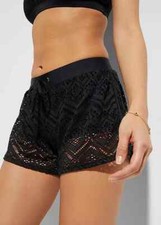 FREEMANS Black Crochet Layered Bikini Swim Shorts   UK 14  (FJ68-40)