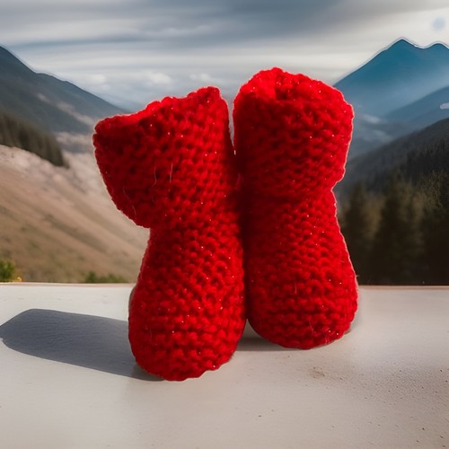 Hand knitted with love red - hand,