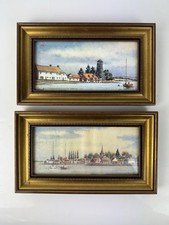 Framed Prints By Holmes Coastal Town / Harbour Nautical Gold Frame - Pair