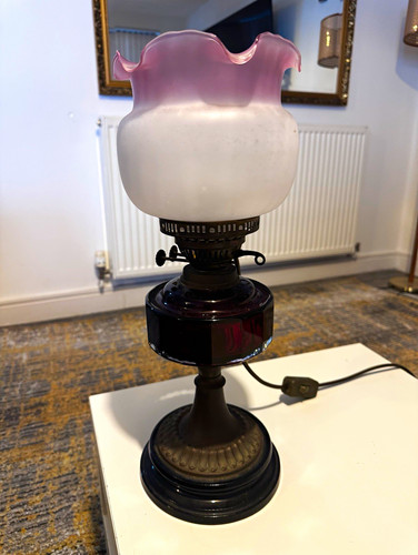 Antique victorian oil lamp - victorian,
