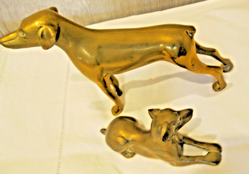 Pair vintage brass sculptures