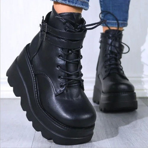 Women punk platform wedge - women,