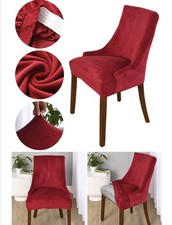 Stretch Velvet Wingback Chair Covers Dining Seat Soft Elastic Easy Fit UK Seller