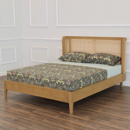 Scandi bed frame curved rattan - curved,