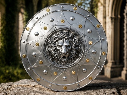 Round medieval lion shield - round,