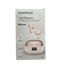 Goodmans True Wireless Led Metallic Earphones. Pink. 21 hours with Carry Case