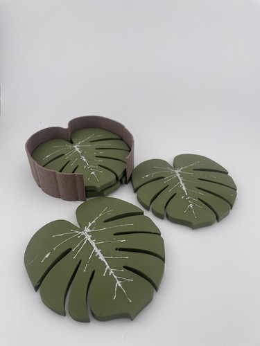 Monstera leaf cup coasters - ⭐,