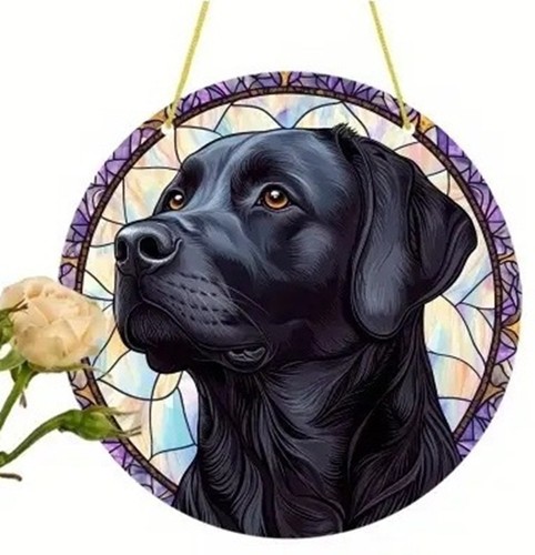Black labrador dog suncatcher - black,