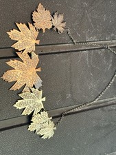 Arts And Crafts Necklace Metal Plated Silver Maple Leaf Item Jewellery Curios 6g