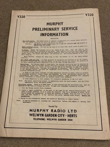 Murphy v320 preliminary - murphy, tv