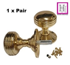 Contemporary Brass Finish Reeded Mortice Lever Door Knobs Handles Gold Knob D3