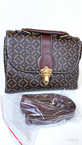 Brown monogram faux leather - brown,