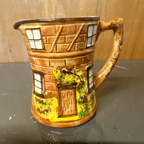 Ceramic cottage pattern jug - ceramic,