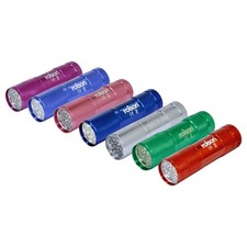 Rolson 61693 9 LED Aluminium Torch, Assorted Colours