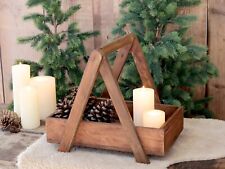 Large Unique Solid Wooden Trug with Sturdy Carry Handle  100% Reclaimed Display