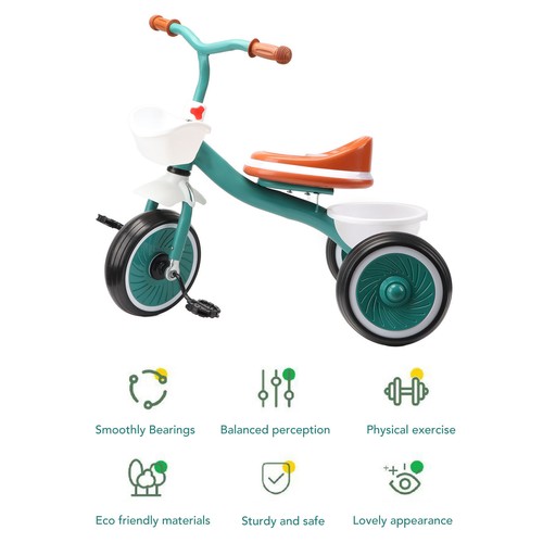 Green tricycle for toddlers - green,