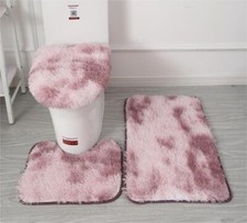 3PC/SET Microfiber Bathroom Rug Non-Slip Bath Mat Fluffy Plush Toilet Seat Cover