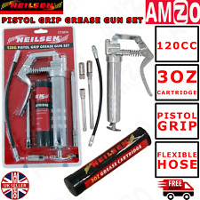 Neilsen 120cc Pistol Grip Grease Gun Set with 3oz Cartridge, Flexible Hose