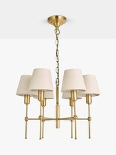 John Lewis Hex Classic 6 Arm Shaded Pendant Ceiling Light - Antique Brass A