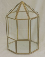 GLASS BRASS TERRARIUM - EIGHT SIDED - INDOOR GARDEN DISPLAY PIECE
