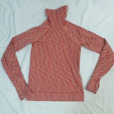 Sweaty Betty Orange Red Polo Neck Long Sleeve Running Top Size UK Small